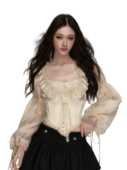 Lace Jacquard Corset Top
