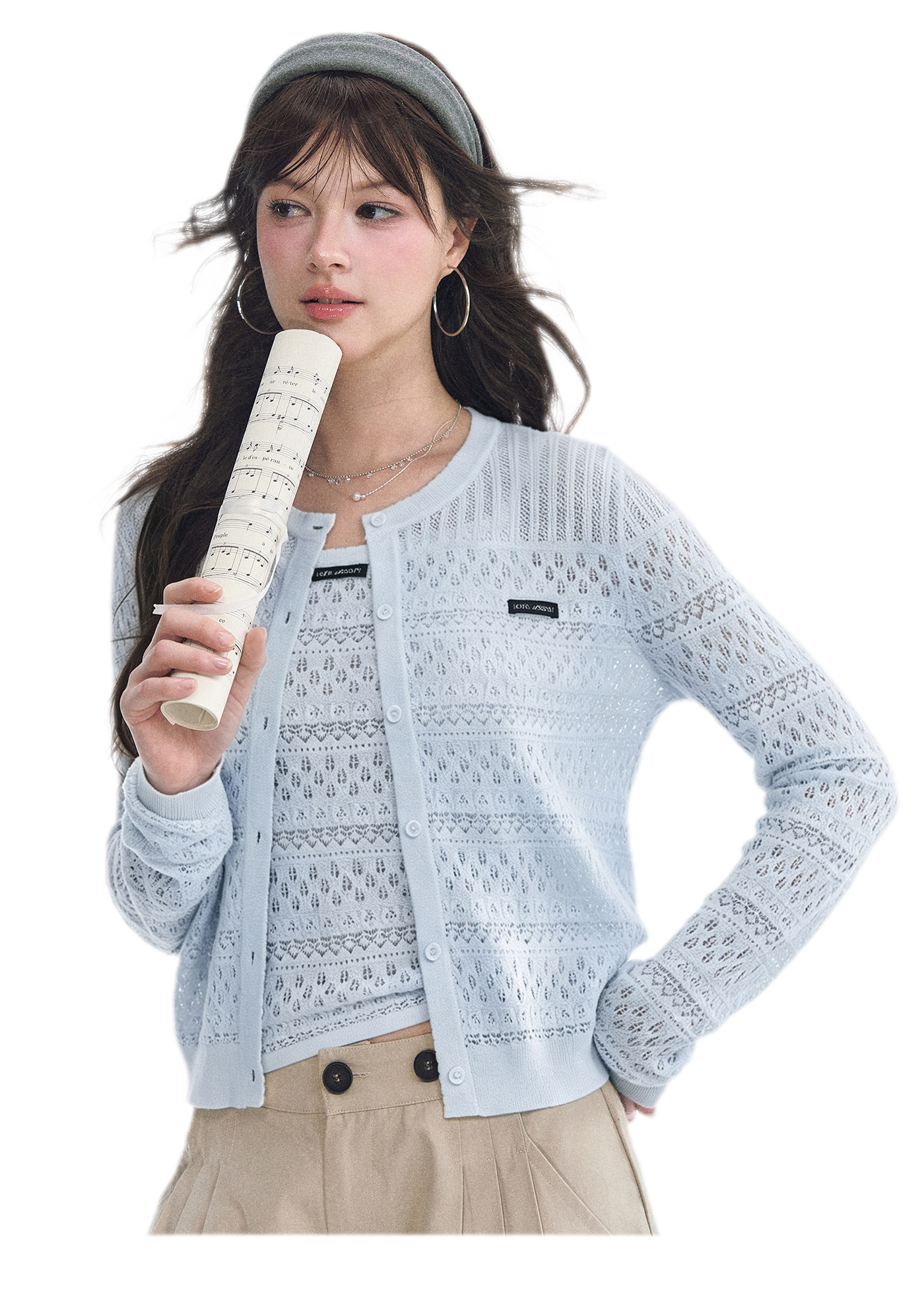 Openwork Cropped Knit Set