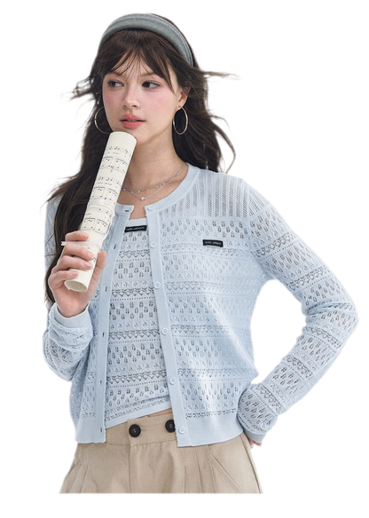 Openwork Cropped Knit Set