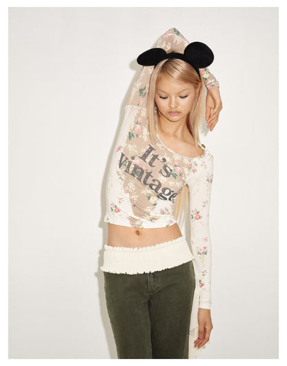Floral Scoop-Neck Fitted T-Shirt