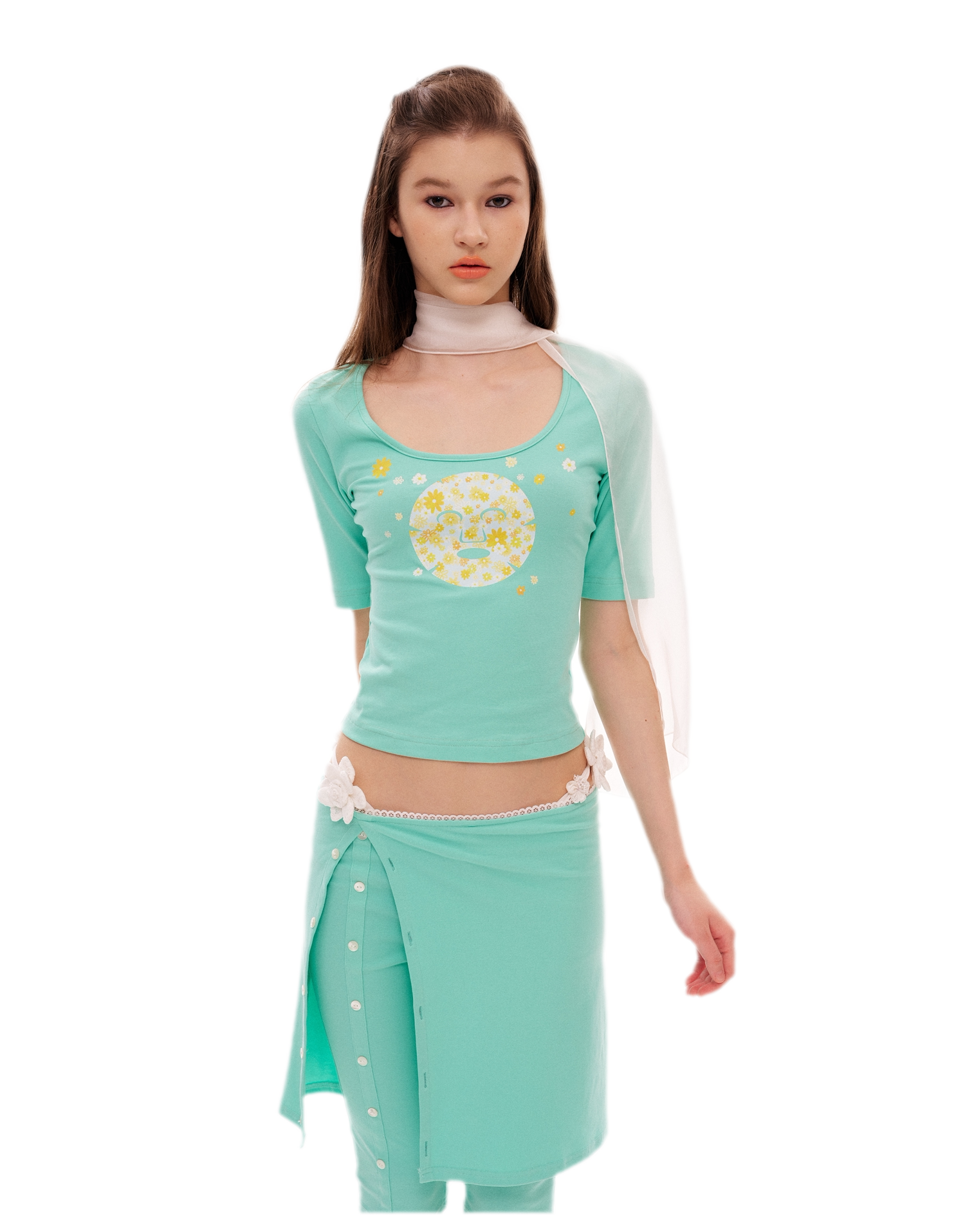 Graphic Cropped T-Shirt Set