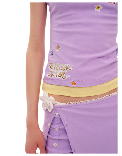 Floral Print Camisole Skirt-Shorts Set