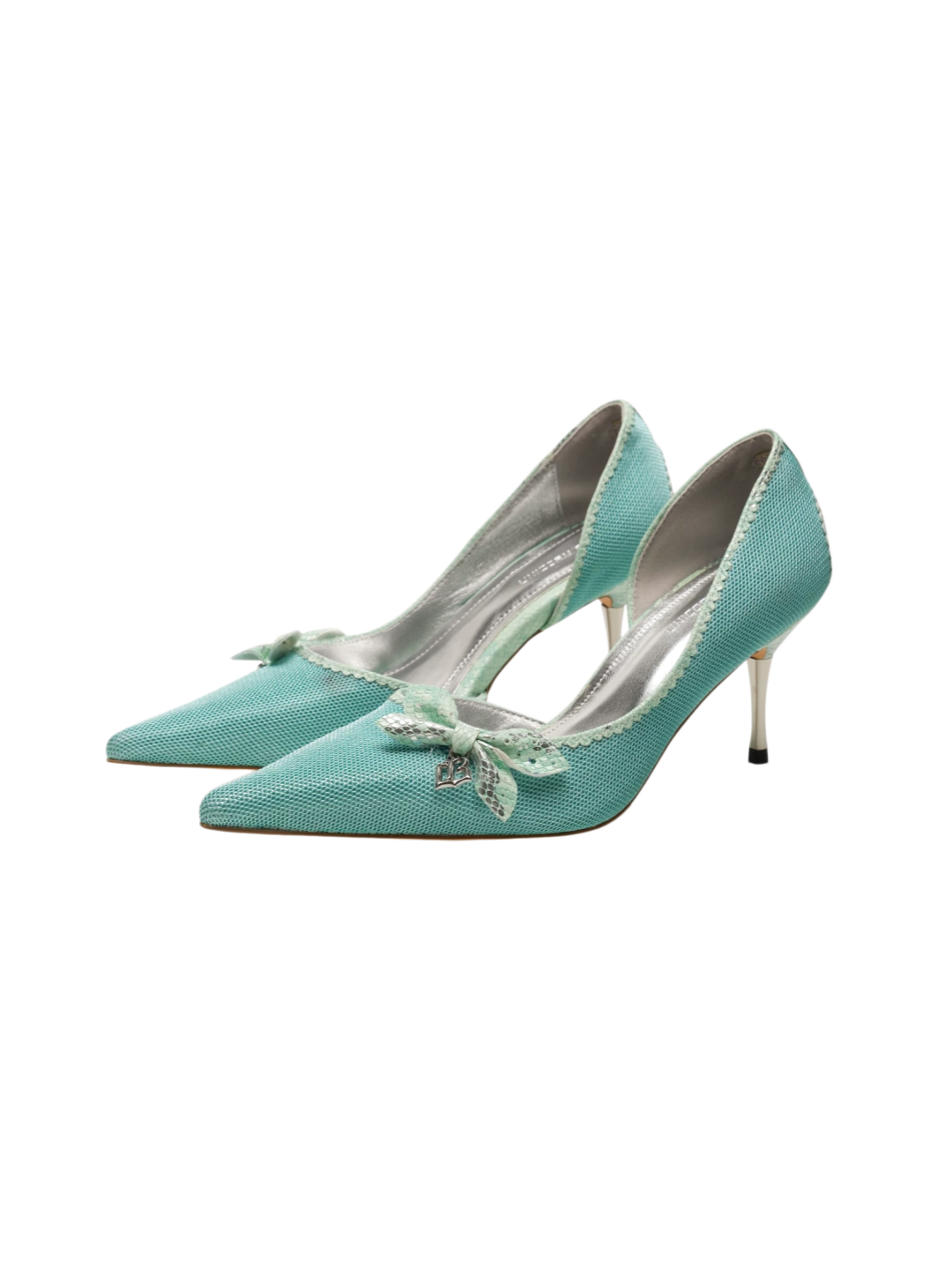 Glossy Bow Pointed-Toe Pumps