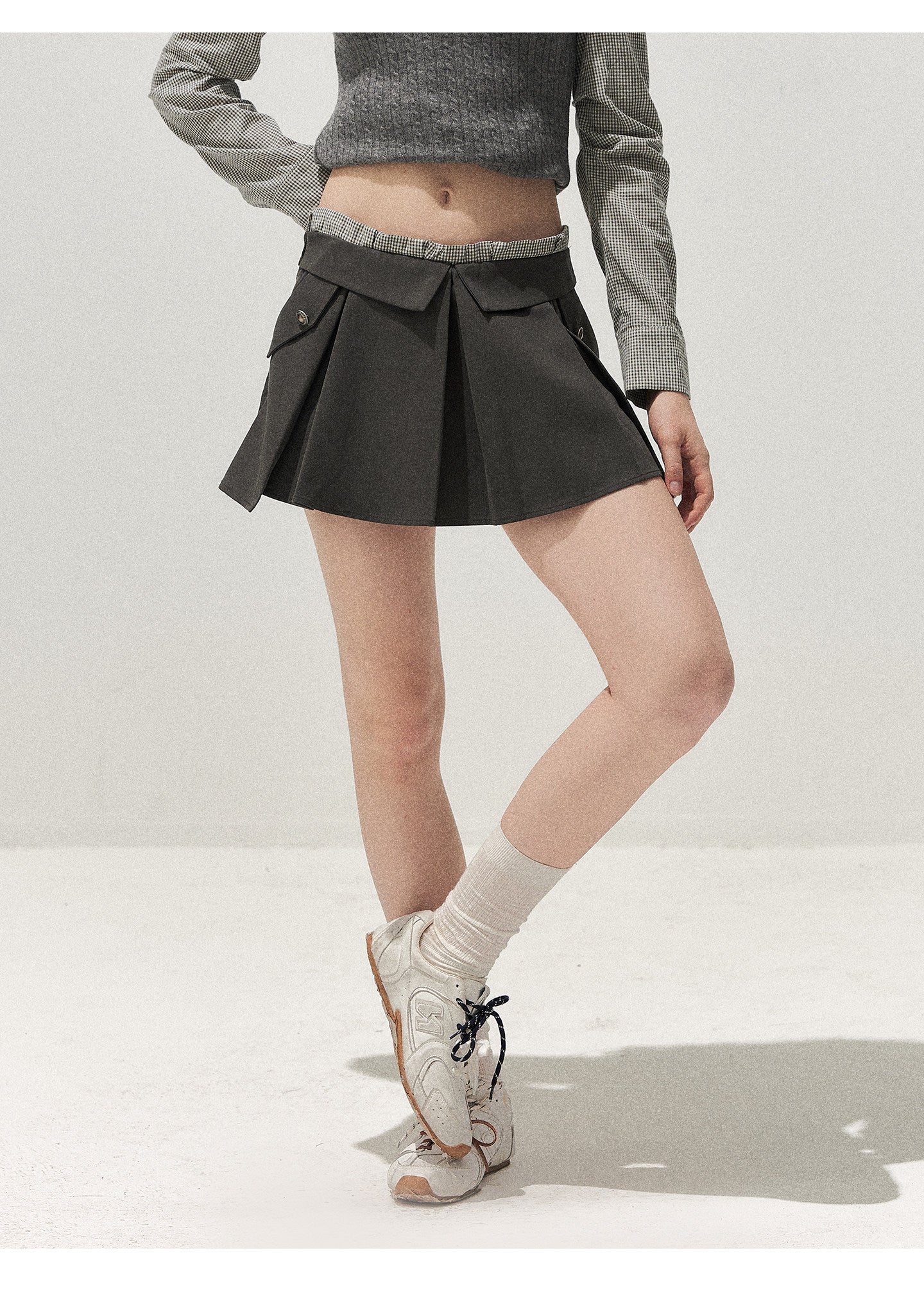 Lyocell Cotton Pleated Mini Skirt