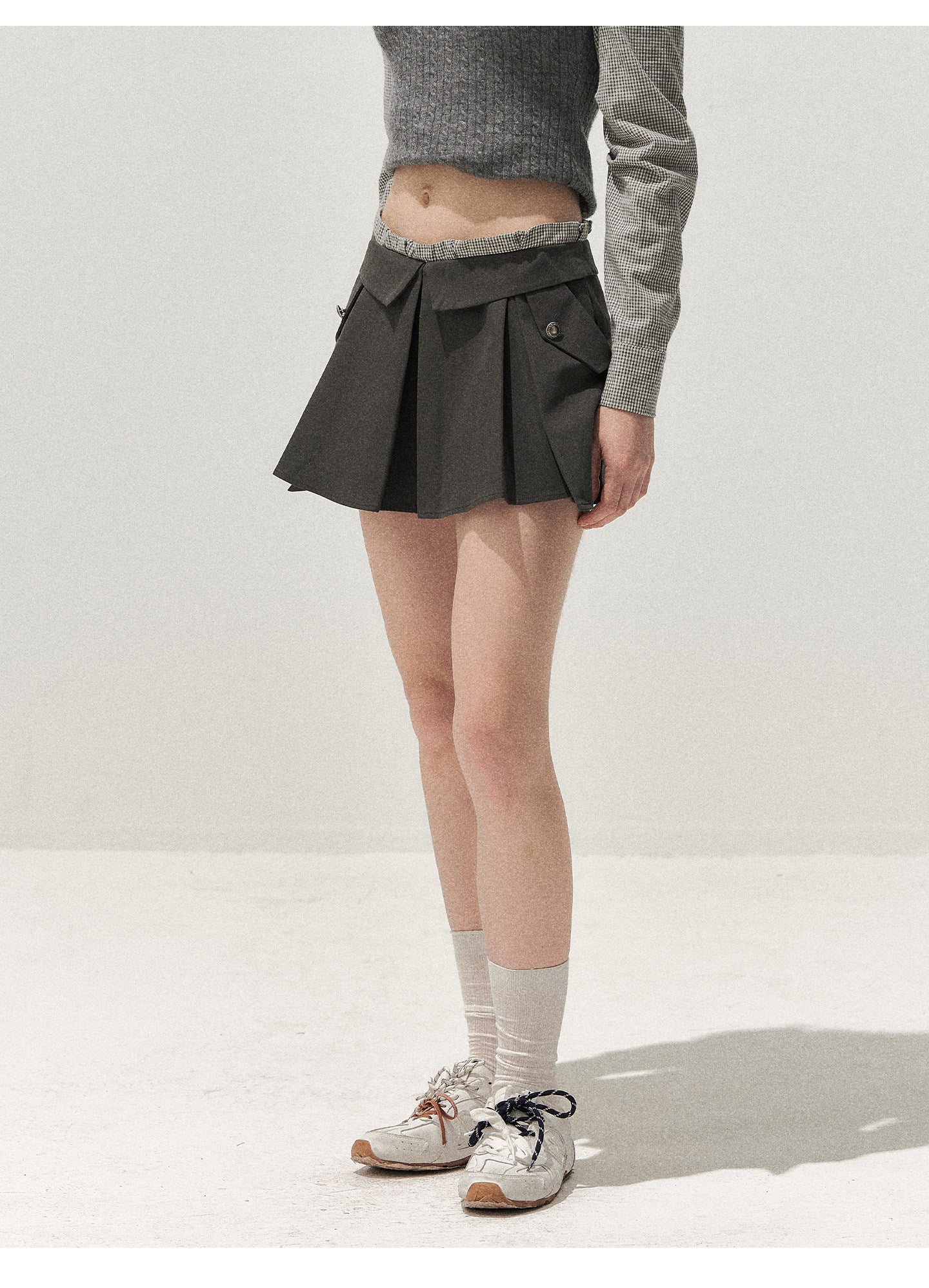 Lyocell Cotton Pleated Mini Skirt