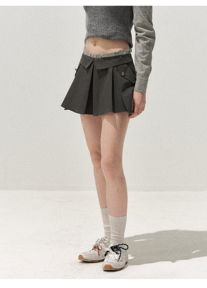 Lyocell Cotton Pleated Mini Skirt