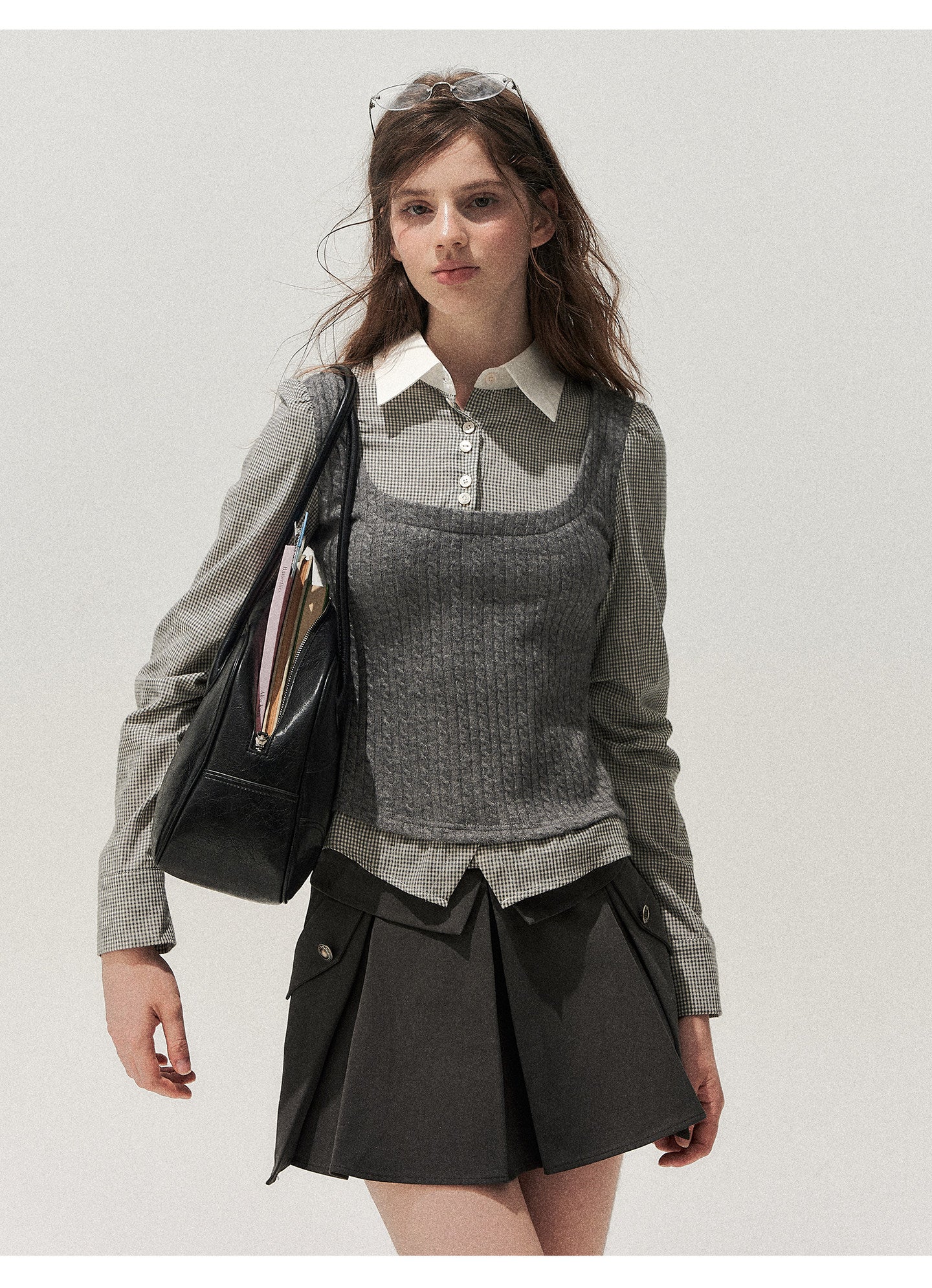 Lyocell Cotton Pleated Mini Skirt