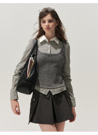 Lyocell Cotton Pleated Mini Skirt