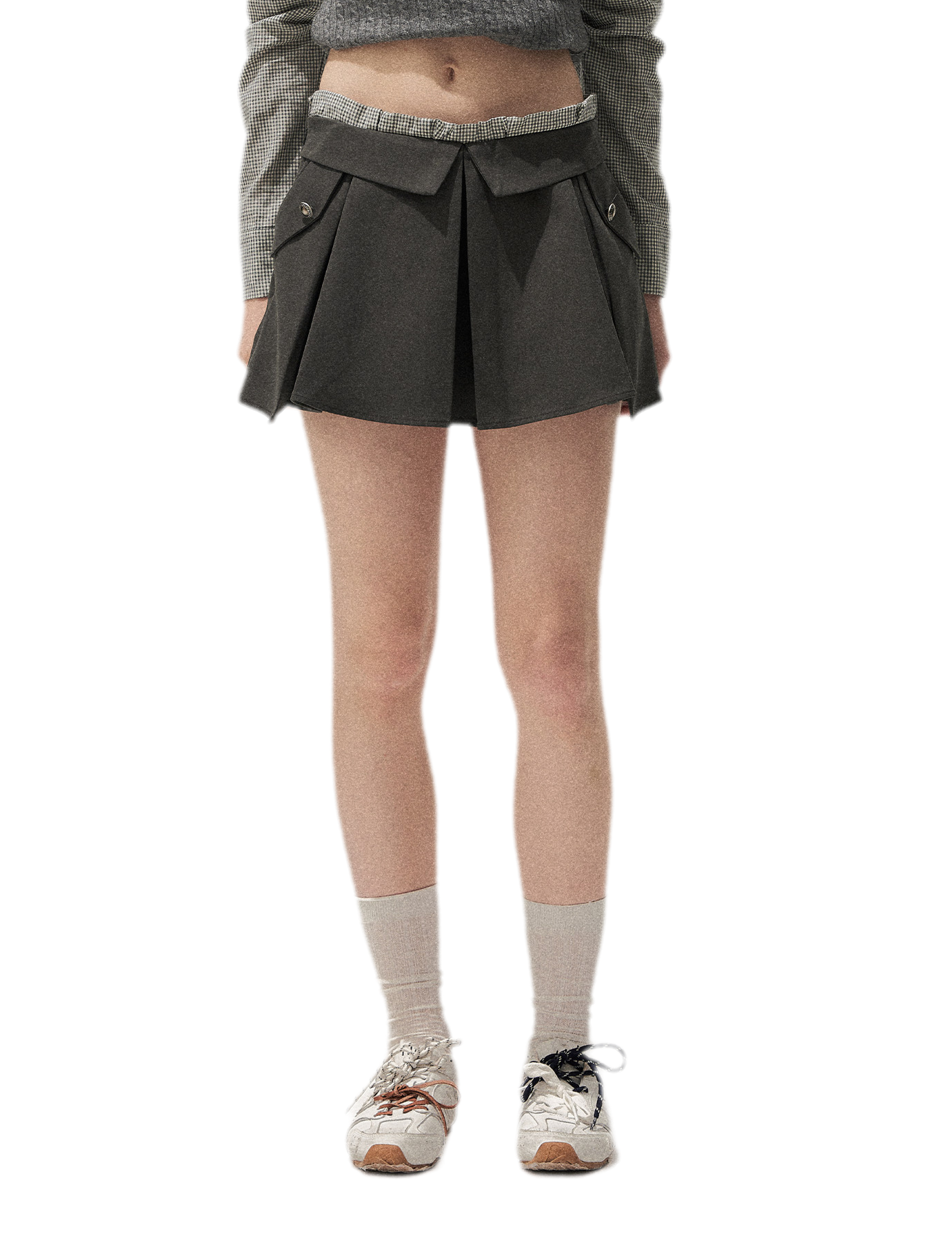 Lyocell Cotton Pleated Mini Skirt