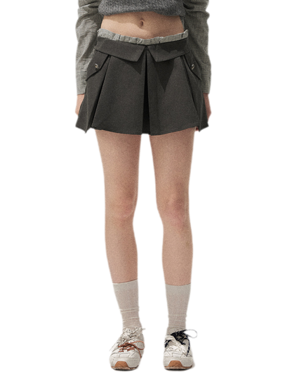 Lyocell Cotton Pleated Mini Skirt
