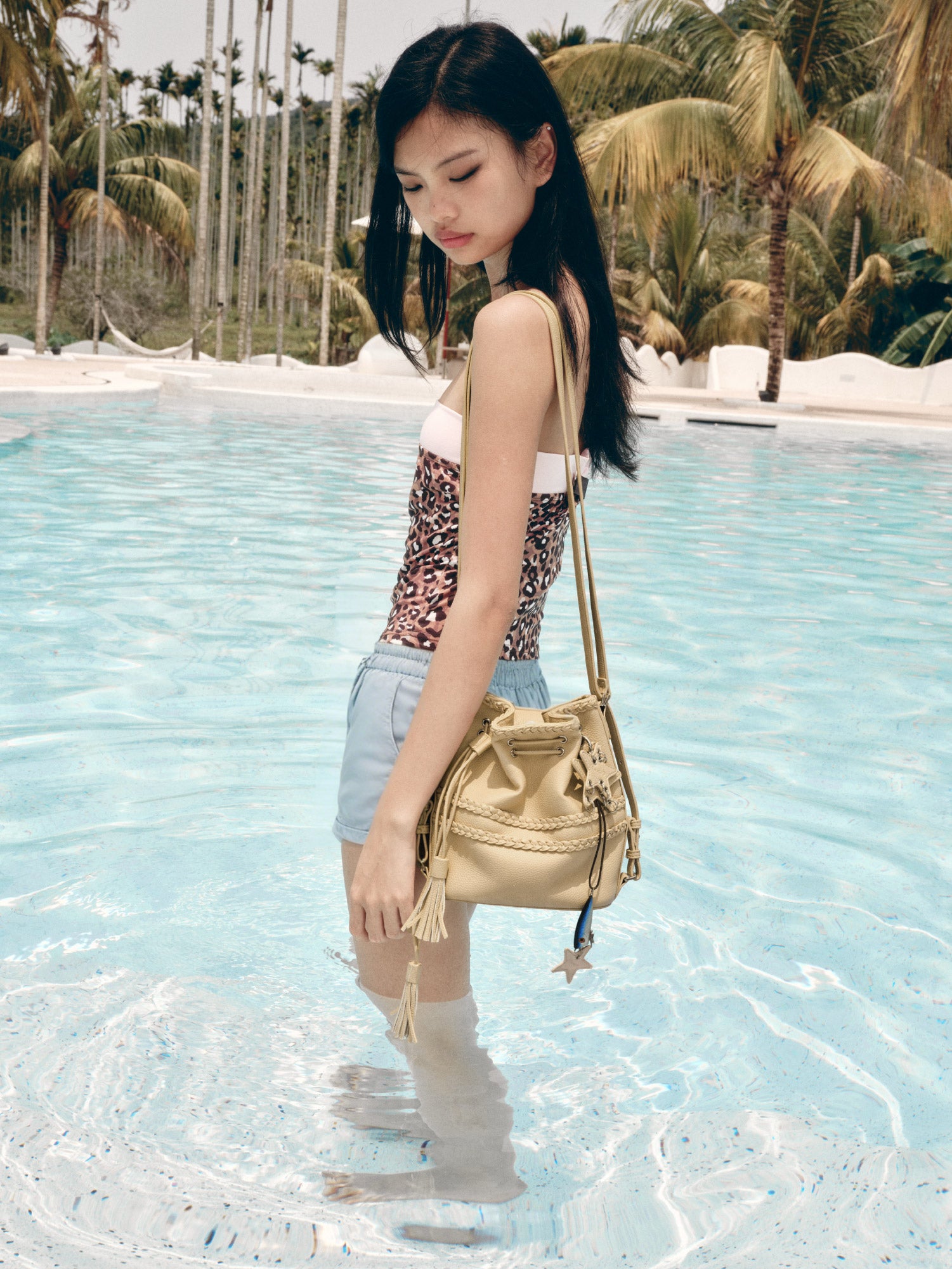 Braided Drawstring Bucket Backpack