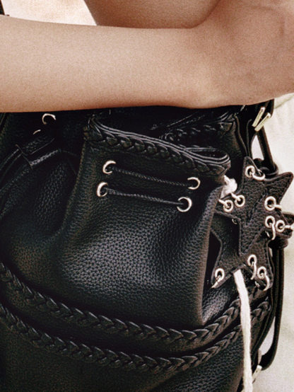 Braided Drawstring Bucket Backpack