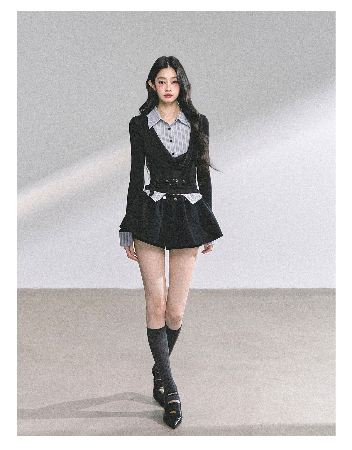 Striped Faux-Layer Long-Sleeve Tee