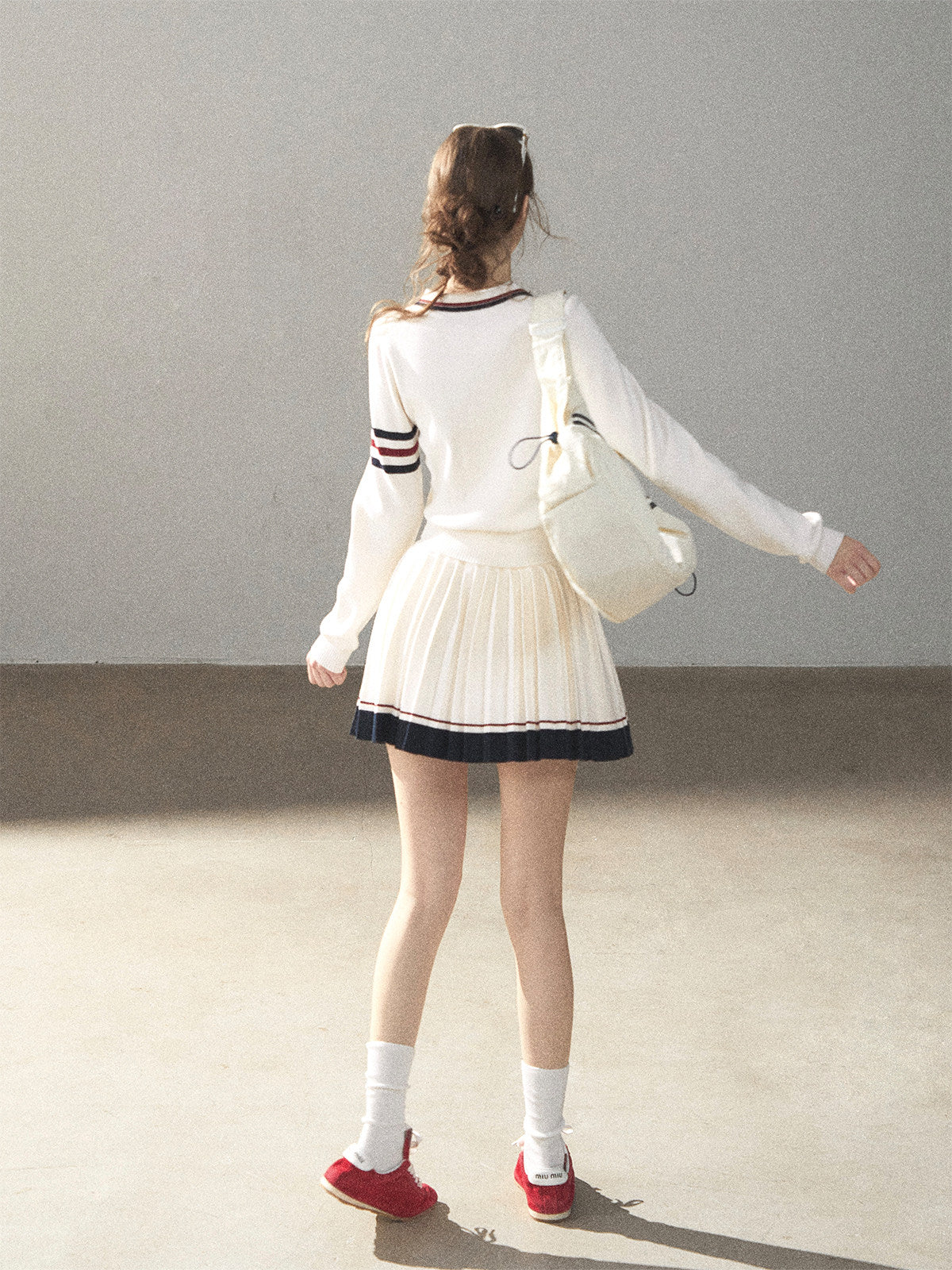 Jacquard Polo Pleated Skirt Set
