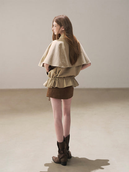 Drawstring Cape Trench Coat