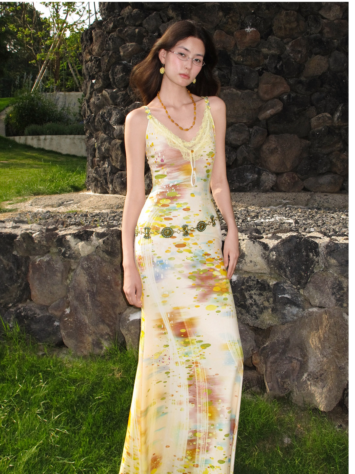 Lace Panel Fishtail Dress