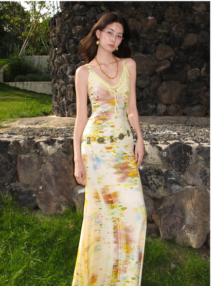 Lace Panel Fishtail Dress