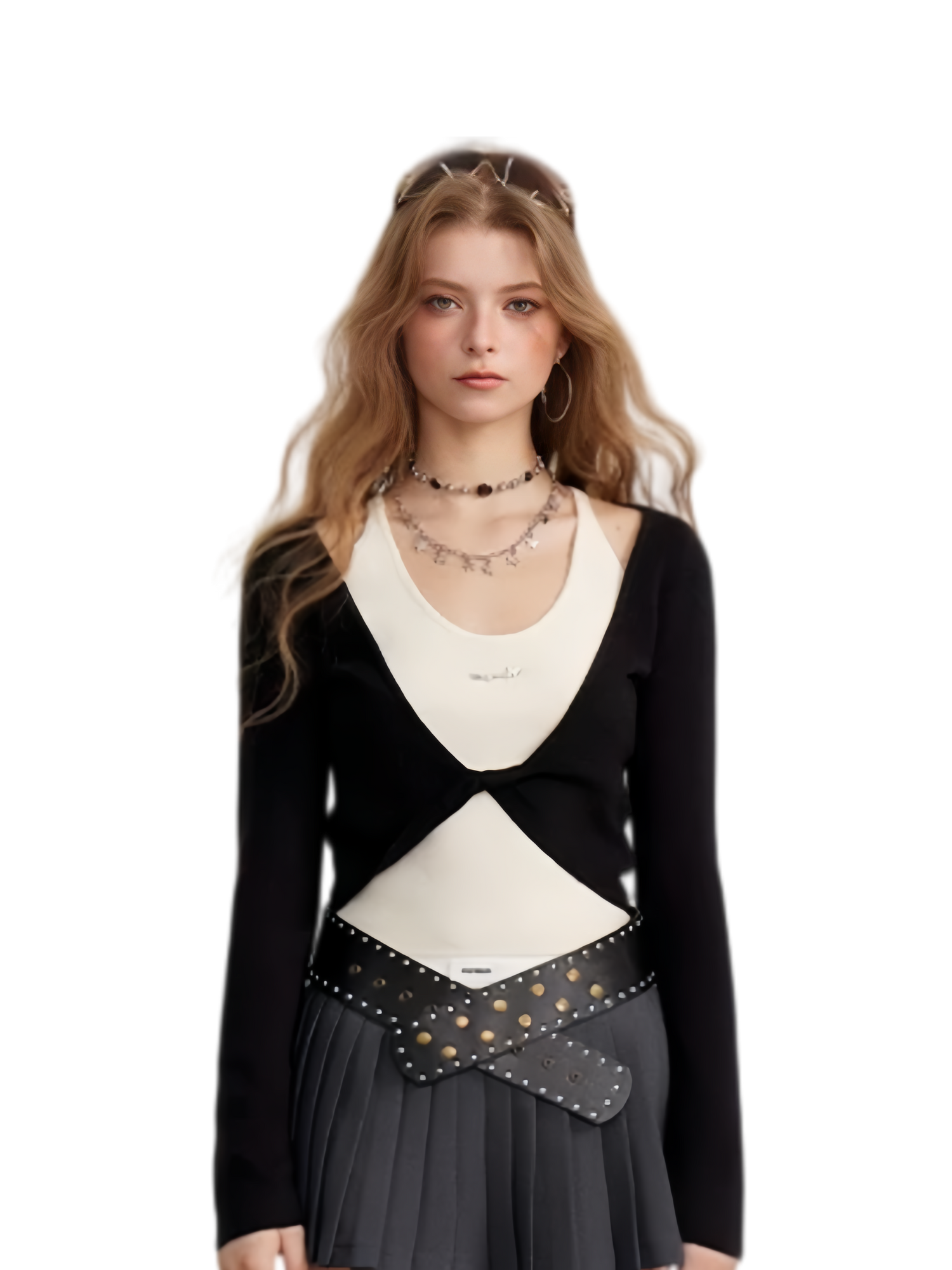 Color-Block Faux Two-Piece Knit Top
