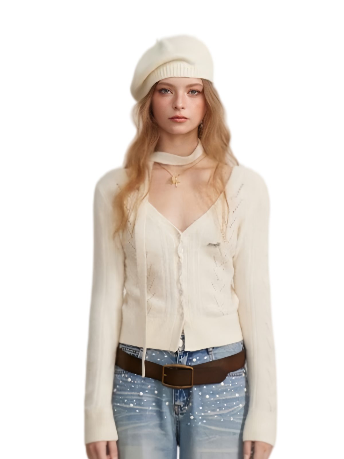Openwork Reversible Knit Top