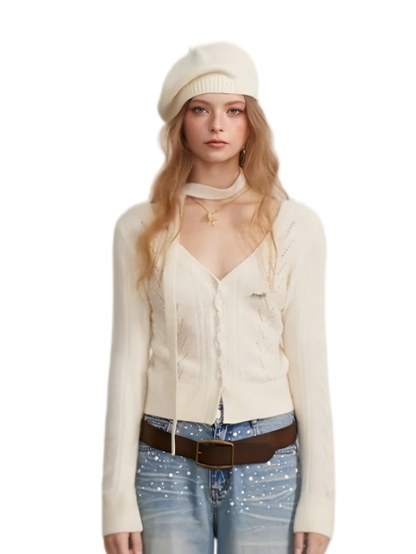 Openwork Reversible Knit Top