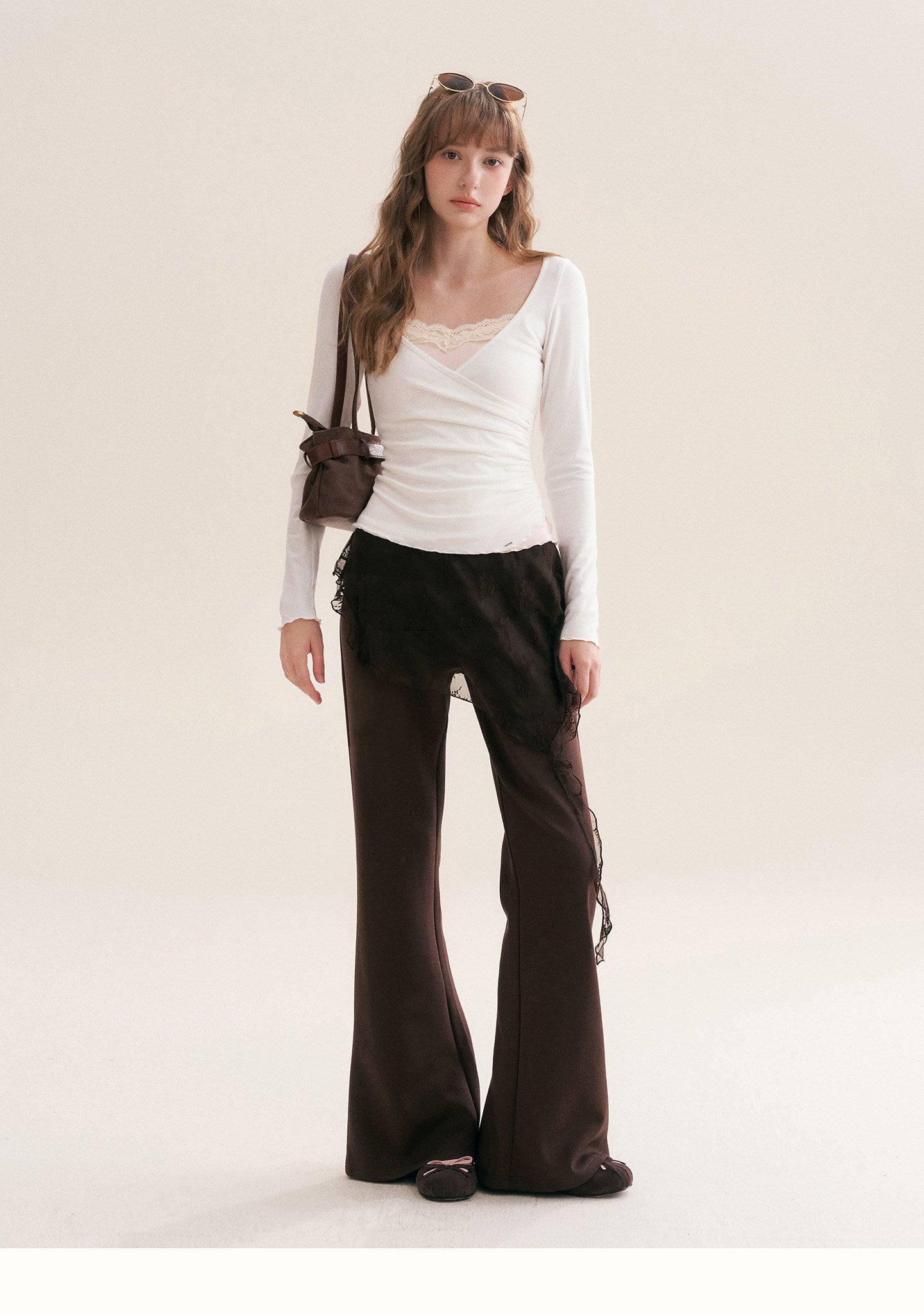 Lace Crossover Slim T-Shirt
