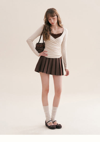 Lace Crossover Slim T-Shirt