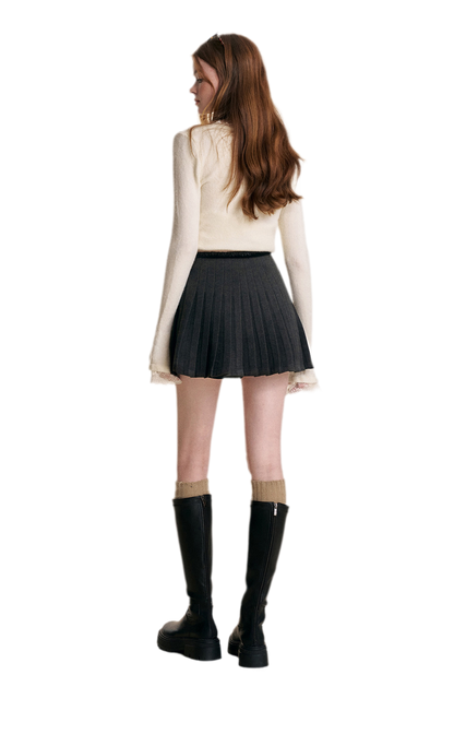 Lace Bow V-Neck Knit Top