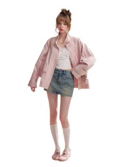Rhinestone A-Line Denim Skirt