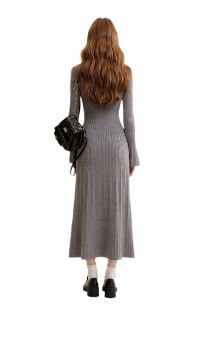 Cable Knit Lace Trim Dress
