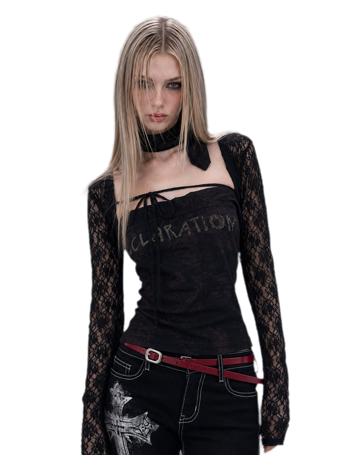 Lace Fitted Long Sleeve Top
