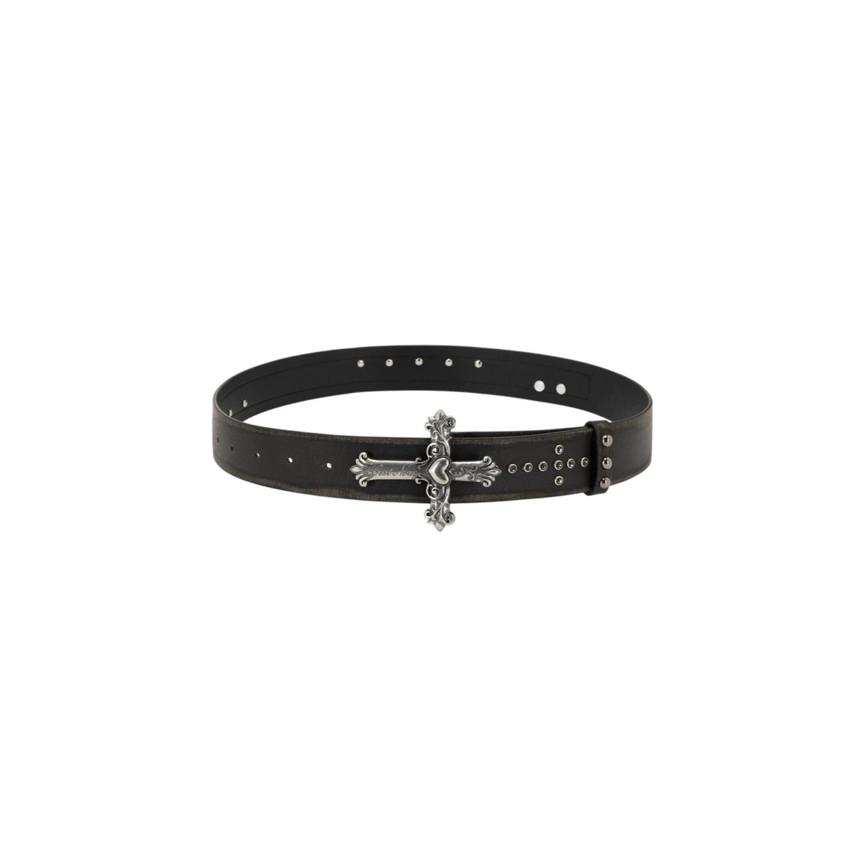 Carved Cross Buckle Leather Belt