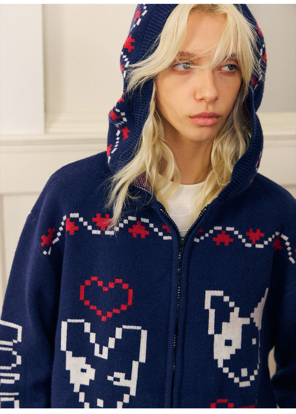 Fair Isle Hooded Zip Sweater