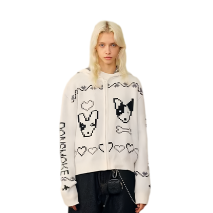 Fair Isle Hooded Zip Sweater