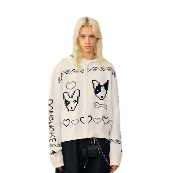Fair Isle Hooded Zip Sweater