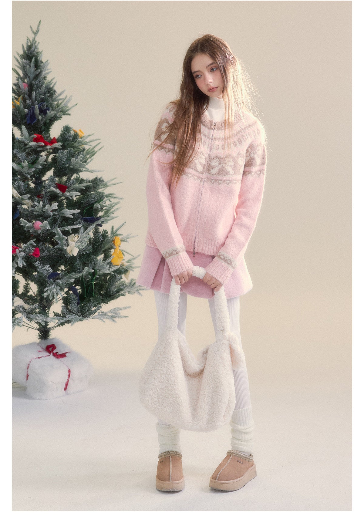 Fair Isle Bow Knit Sweater