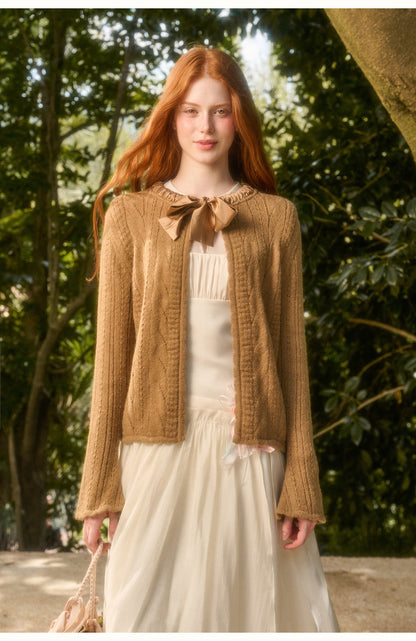 Soft Wool Ribbon Cardigan