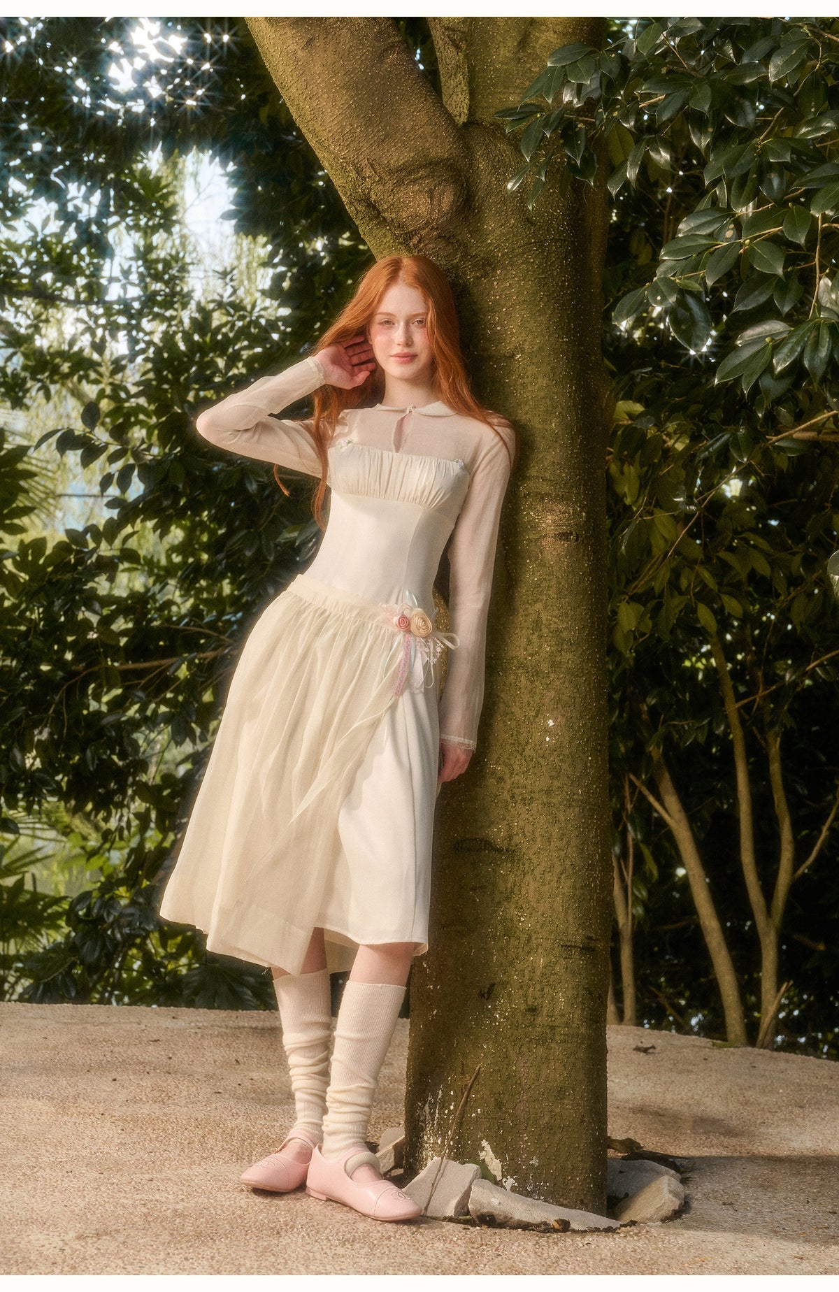 Satin Tencel Vintage Collar Dress
