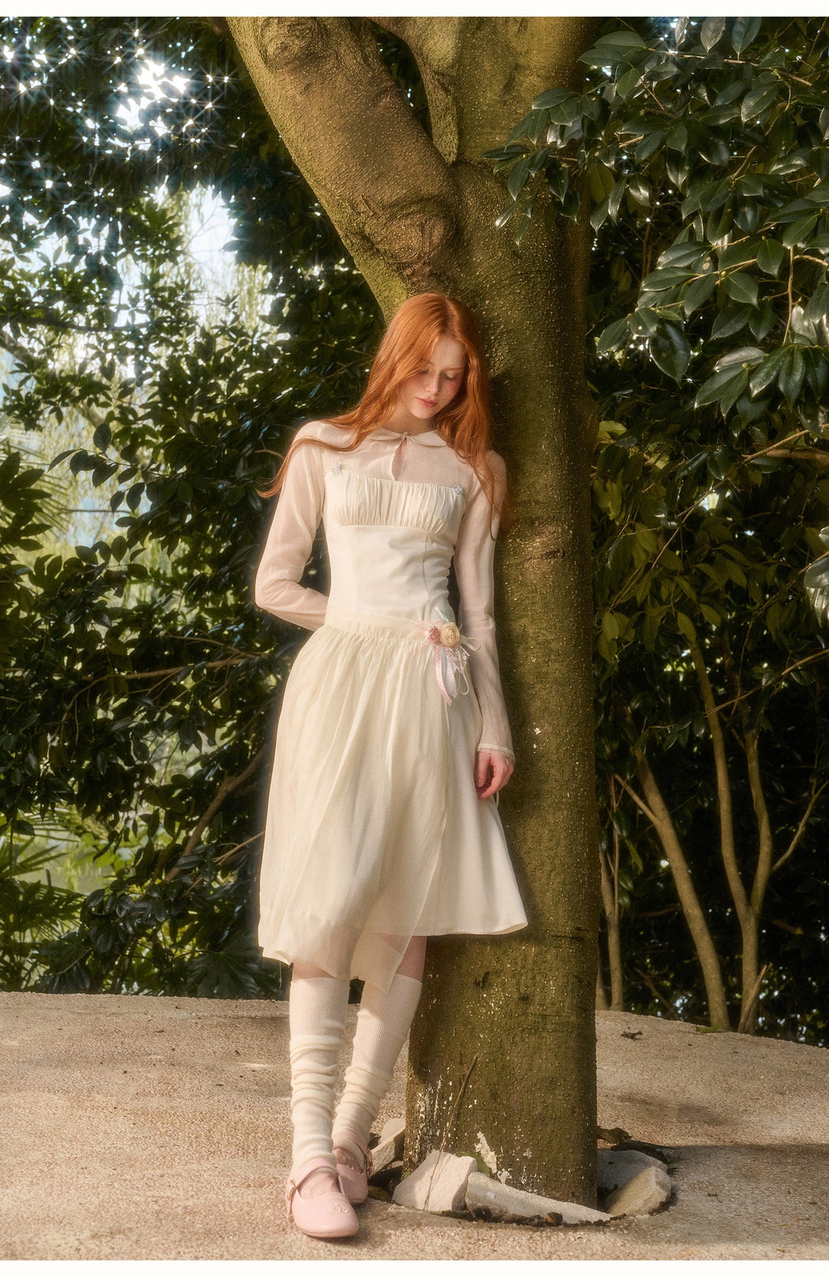 Satin Tencel Vintage Collar Dress