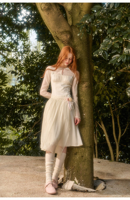 Satin Tencel Vintage Collar Dress
