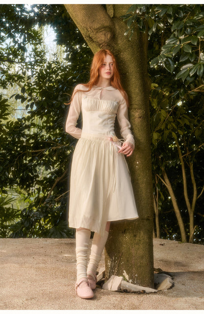 Satin Tencel Vintage Collar Dress