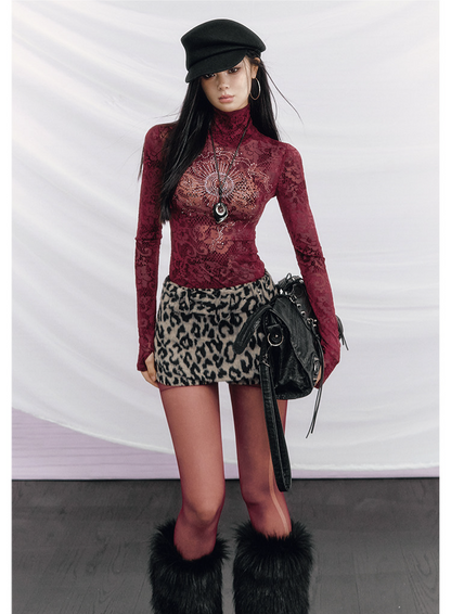 Rhinestone Velvet Jacquard Top