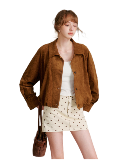 Faux Suede Relaxed Short Jacket
