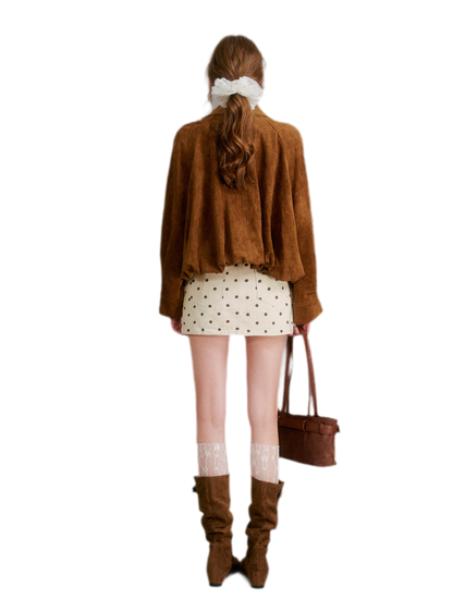 Faux Suede Relaxed Short Jacket
