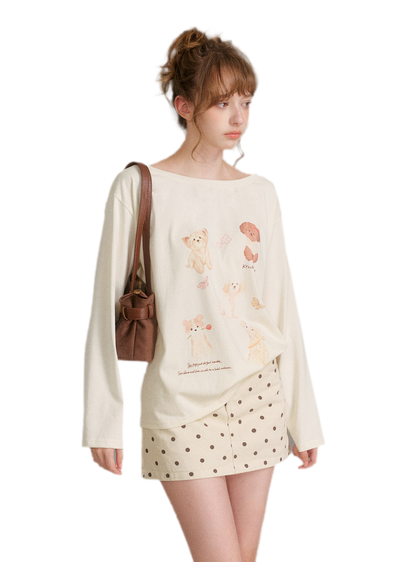 Hand-Drawn Puppy Print T-Shirt