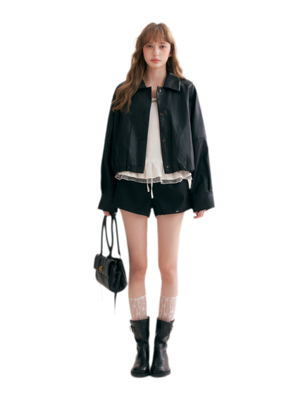 Matte Faux Leather Relaxed Jacket