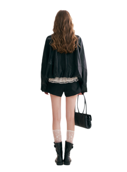 Matte Faux Leather Relaxed Jacket