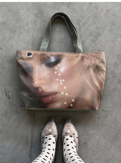 Distressed PU Oversized Tote Bag