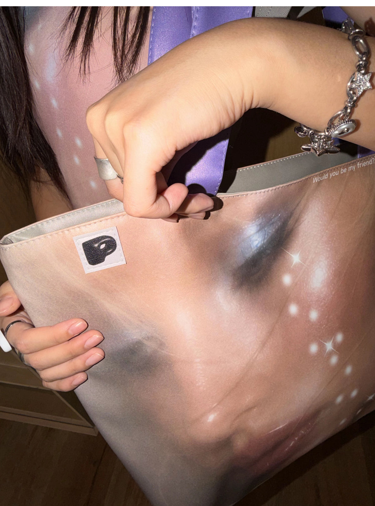 Distressed PU Oversized Tote Bag