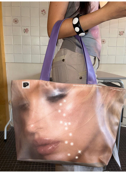 Distressed PU Oversized Tote Bag