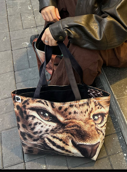Printed Oversized Leopard Tote Bag